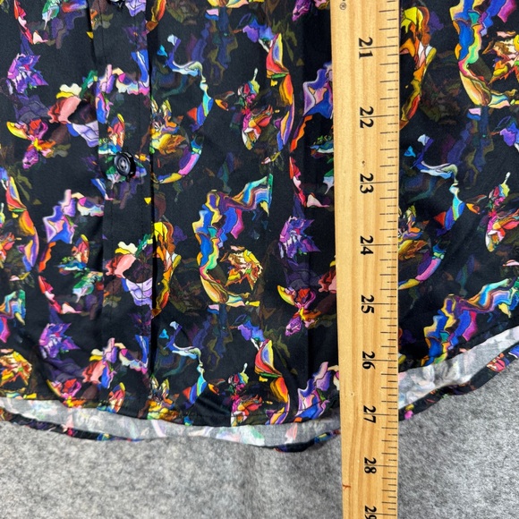 Eight X Premium Abstract Print Button Down Shirt Black Multicolor Size M Cotton - Picture 11 of 15